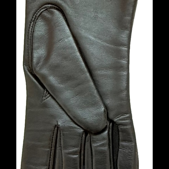 Vintage Women’s Black Winter Gloves. Sz 6-7 Beige Lining  Stitching On Top - Picture 7 of 9